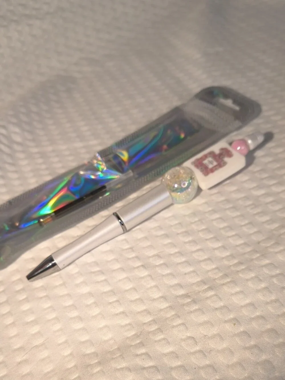 Silver and Pink Decorative  Pen With Extra Ink